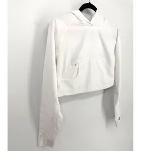 Gymshark Hoodie Windbreaker Cropped Oversized XS White Logo Pouch Pocket Active thumbnail 2