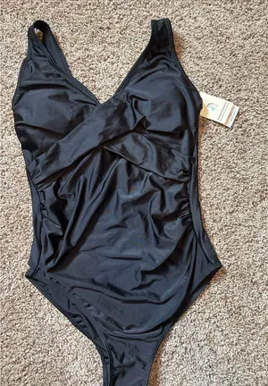 Summer Sunshine Women's Maternity One Piece Swimsuit Black Size M Black Ruched thumbnail 1