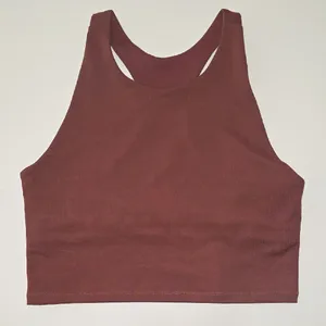 Racerback Athletic Sports Bra Maroon High Neck Seamless Womens XL Gym Active thumbnail 2