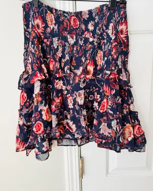 Anthropologie Asymmetrical Smocking Ruffles Mini Skirt, Size S thumbnail 10