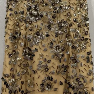 Mac Duggal 5477 Beige Gold Floral Embellished Scoop Neck Evening Gown Sz 10 thumbnail 5