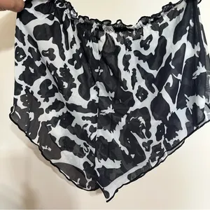 Women's Lingerie Set Black & White Patterned‎ Lace Top Sheer Bottoms Size Large thumbnail 6
