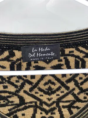 La Moda Del Momento Made in Italy Black Tan Heart Knit Button Cardigan Sweater thumbnail 4