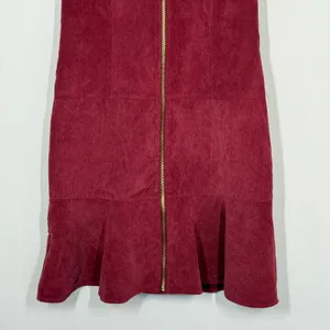 Hope &‎ Harlow Corduroy Mini Dress Womens Sz 6 Red V-Neck Front Zip Short Sleeve thumbnail 4