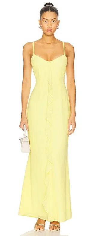 More to Come Vienna Baby Yellow Fairy Minimalist Girly Maxi Dress NWT Small thumbnail 1