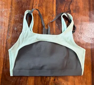 Nike Dri-FIT Layered Ribbed Sports Bra Mint Green Gray DM0645-254 Small thumbnail 1