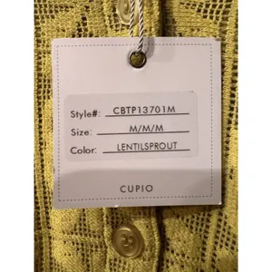 Cupio Blush Lace Peplum Blouse Top Women M Olive Button Front Boho NWT 3/4Sleeve thumbnail 2
