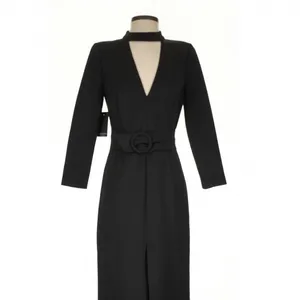 Marciano Black Choker Neck Belted Maxi Dress Small Dark Feminine Quiet Luxury thumbnail 3