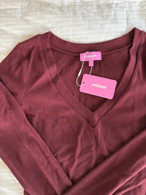 Edikted Burgundy Larna V Neck Long Sleeve thumbnail 3