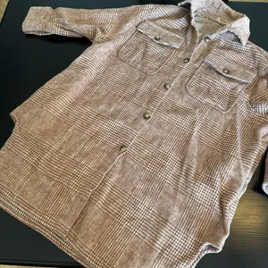 Women’s Brown oversized Plaid‎ shirt Jacket thumbnail 1