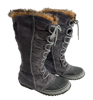 Sorel Tall Waterproof Winter Snow Boots Gray Faux Fur Womens 8‎ thumbnail 1