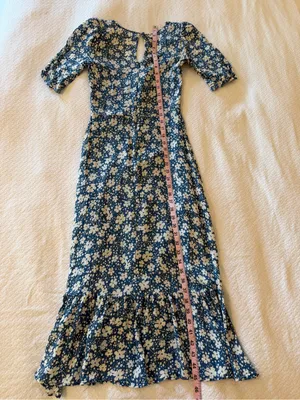 Reformation Nantes Midi Dress Blue Floral Mari Print 4 thumbnail 9