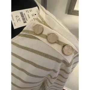 J.Crew Artist Shirt White Gold Stripe Long Sleeve Womens Large Button Accent NEW thumbnail 5