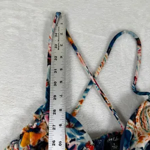 For Love & Lemons Floral Velvet Ruched Mini Dress Multicolor Small NWT thumbnail 9