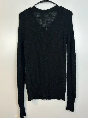 Widow Black Open Knit Long Sleeve Zipper Front Long Sweater Size XS Dollskill thumbnail 7