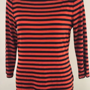 The Limited medium orange navy striped top thumbnail 5