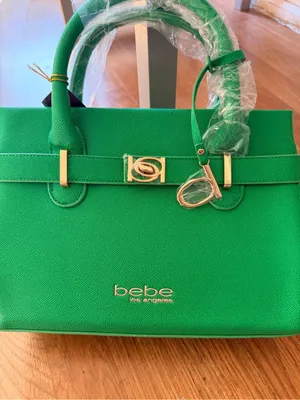 bebe Green Structured Satchel with Gold Hardware thumbnail 3