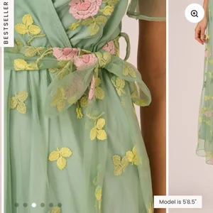 Adrianna‎ Papell Embroidered Maxi Dress Sage Multi Floral Flutter Size M NWT thumbnail 6