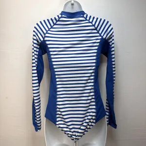 Cabana Life Womens One Piece Long Sleeve Zip Swimsuit Rash Guard Size‎ S Blue thumbnail 5