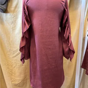 Zara Mauve Long Sleeve Dress‎ with Ruffle Sleeves thumbnail 3