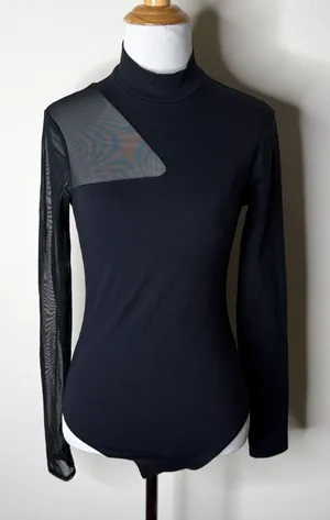 Abercrombie Black Sheer Sleeve Bodysuit thumbnail 1
