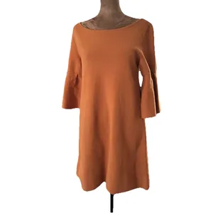 Anthropologie Moth Orange Knit Mini Dress Size S Bell Sleeve Sweater Dress thumbnail 2
