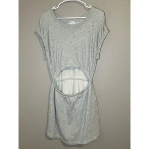 Aerie Offline Weekend Fleece Gray Cotton Cut Out Dress Pockets Women Size Medium thumbnail 2