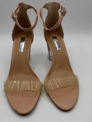 INC Kivah Clear Strap Block Heel Sandals 7.5 Nude Lucite Wedding Y2K thumbnail 2