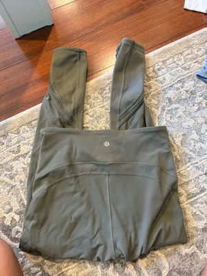 Lululemon army green leggings with mesh detailing 8 thumbnail 2
