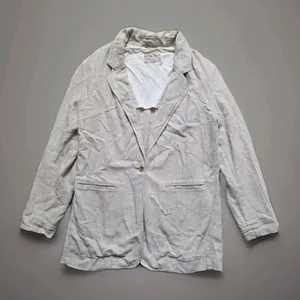 We The Free Jacket Women's Size Small Beige Oversized Linen Blend Blazer Oatmeal thumbnail 2