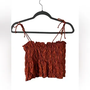 Urban Outfitters Rust Smocked Tie-Strap Crop Top Size Small‎ thumbnail 5