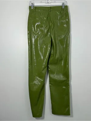 MESHKI Oakleigh Straight Leg Patent Pants Green Size Medium NWT thumbnail 3