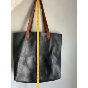 Madewell Leather Tote‎ Bag Monogrammed ALB Black Brown Work Office thumbnail 5