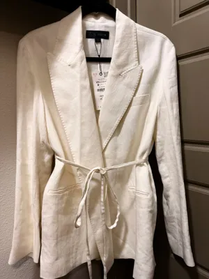 Zara Tie Wrap Linen Blend Blazer thumbnail 1