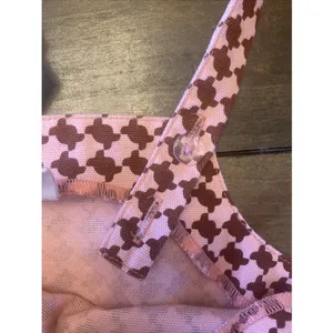 Levis Button Front Crop Top Womens XS Pink Brown Houndstooth Cotton Canvas NWT thumbnail 6