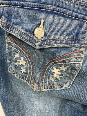Hollister Ultra Low Rise Boot Embroidered Floral Pockets Jeans Retro 6L W28 Long thumbnail 5