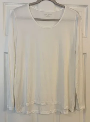 Tory‎ Burch Sport T-Shirt Womens LG White Hi/Lo Modal Long Sleeve Stretch Layer thumbnail 1