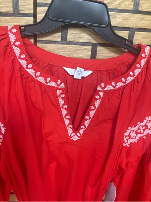 Time and tru red embroidered dress size medium thumbnail 6