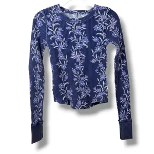 NEW Free People Pretty Little Folk Vines Soft Thermal Long Sleeve Cotton Top XS thumbnail 4