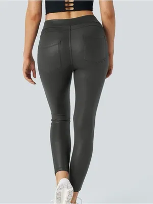 Halara SoftlyZero Faux Leather High Waisted Pocket Work Leggings Size Medium thumbnail 8