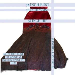 Belsoie Red & Black Strapless Mermaid Style Satin Beaded Gown (6) thumbnail 14