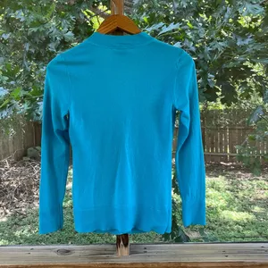Tory Burch Women's Simone Cardigan Turquoise Logo Button Size M thumbnail 2