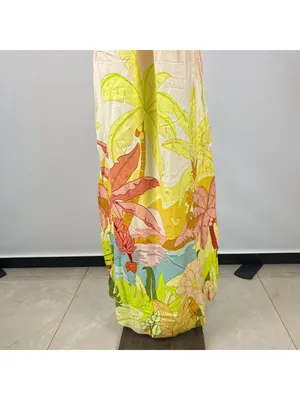 NWOT Farm Rio Linen Blend Floral Strapless Maxi Dress Size XS Hawaiian Tropical thumbnail 4
