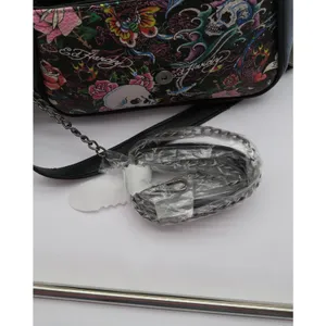 Ed Hardy Blue Suede Skull Floral Tattoo Crossbody Bag NEW thumbnail 3