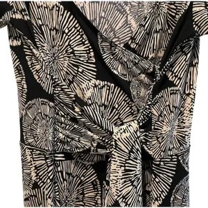 John‎ Paul Richard Faux Wrap Dress Black Cream Abstract Starburst Womens Large thumbnail 4