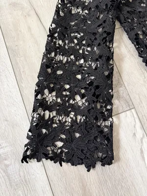 NWT- HYFVE Ramona Black Indiepop Quiet Luxury Crochet Floral Top size medium thumbnail 6