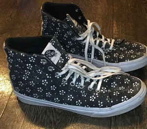 Vans Black Dot Daisy Print Lace Up High Top Sneakers Women’s Size 7 thumbnail 3