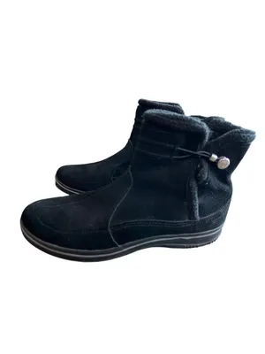 Keds Essentials Women's 8.5 Black Suede Ankle Boots Zip Button Lined Used thumbnail 6