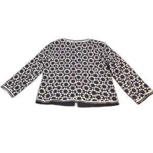 Madison Hill NY Embroidered Cotton Open Front Blazer Jacket Shacket Navy Size 6 thumbnail 2