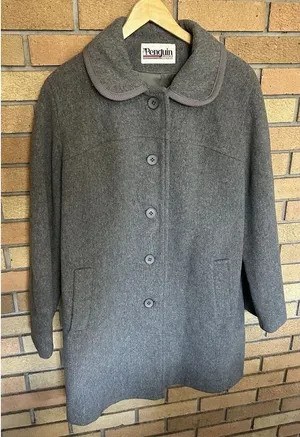 M. Liman Penguin Fashions Womens Vintage Wool Button Long Coat Gray Size 18 thumbnail 1